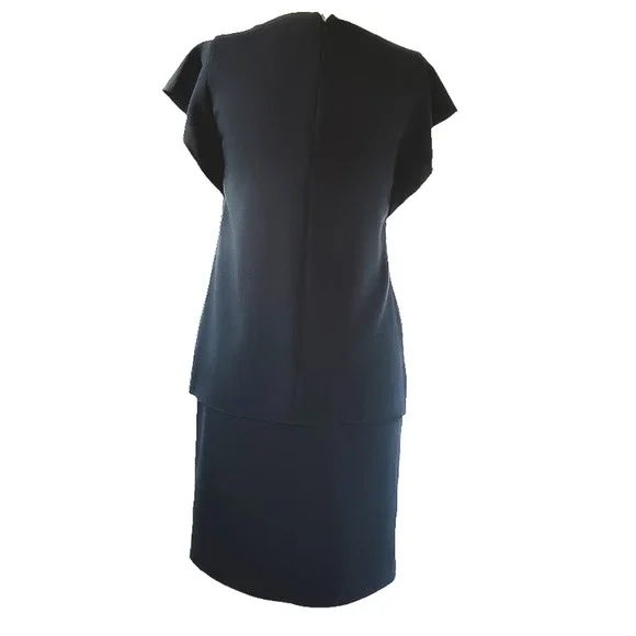 REISS Tarquin Double Layer Navy Blue Womens Business Dress With Necklace Size XS - Picture 4 of 14